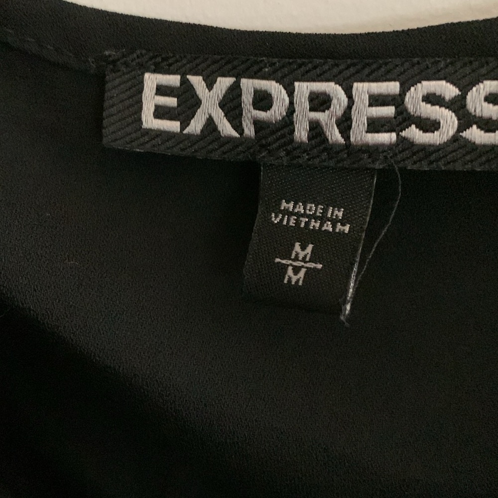 Express Black Ruffle Cold-Shoulder Lace-Up Tank - Picture 3 of 5